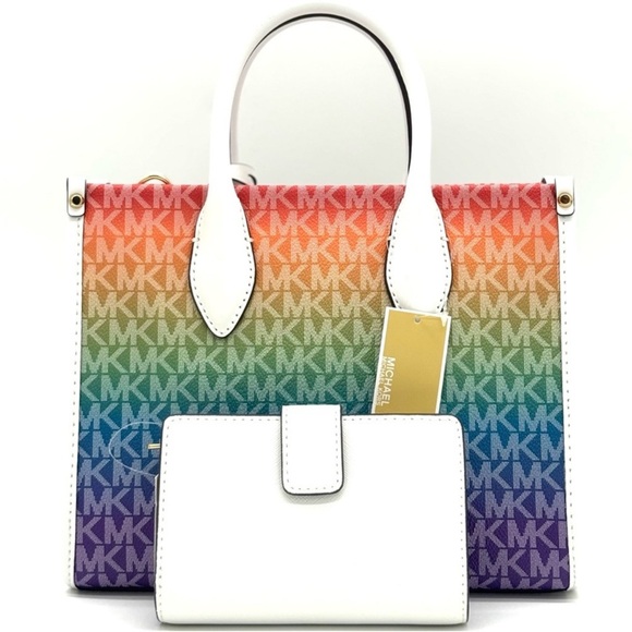Michael Kors Mirella SM Signature Logo Xbody Tote Bag & Matching Bifold Wallet 🌈 - Picture 5 of 12